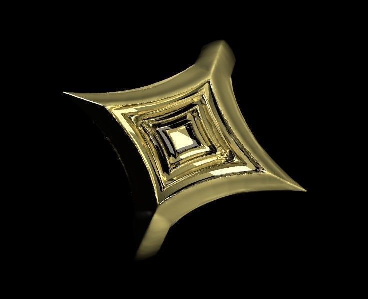 Starry Card Shape Ring 18mm ring size 3D print model_7