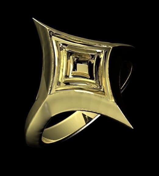 Starry Card Shape Ring 18mm ring size 3D print model_1