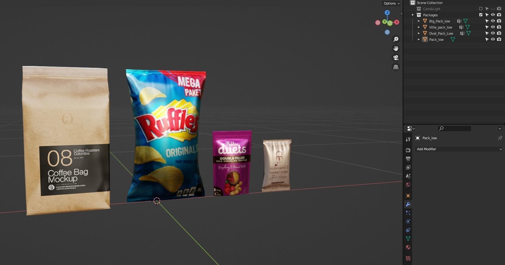 Snack Packs Low-poly 3D model_8