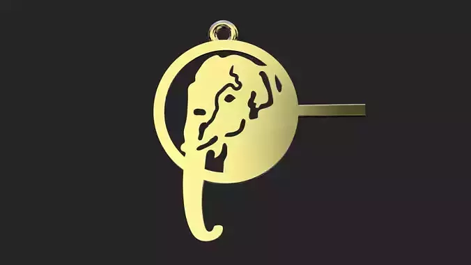 Elephant gold pendant 3D print model