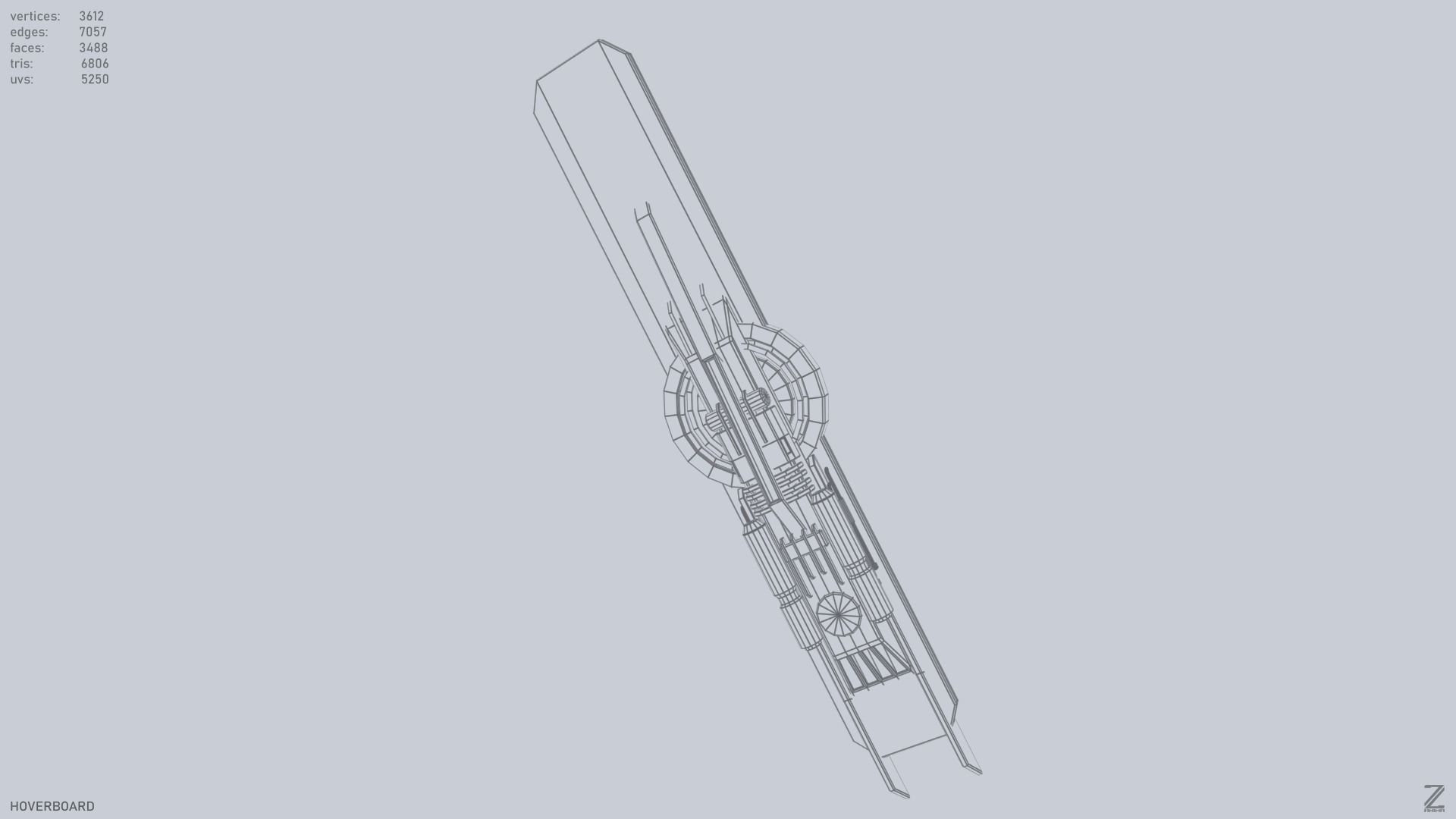 Hoverboard Low-poly 3D model_13