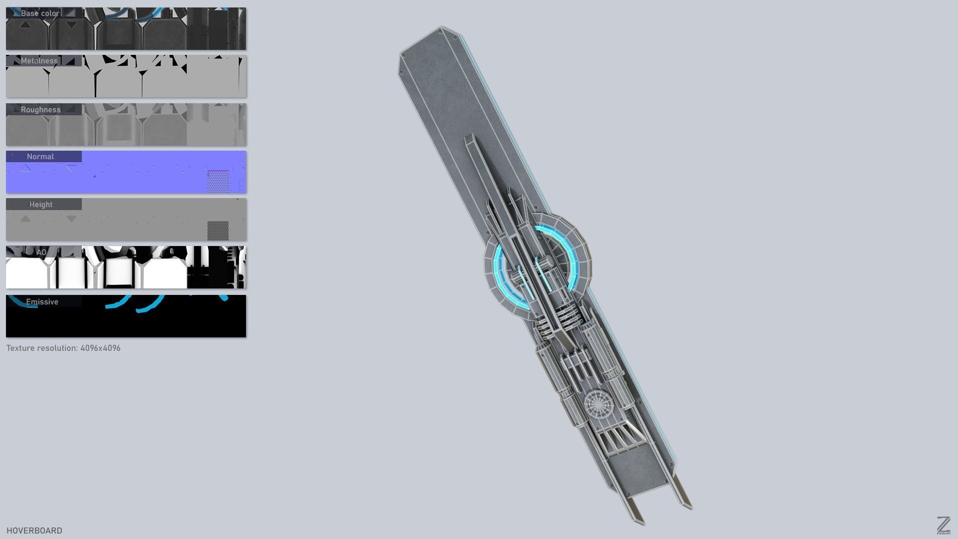 Hoverboard Low-poly 3D model_2