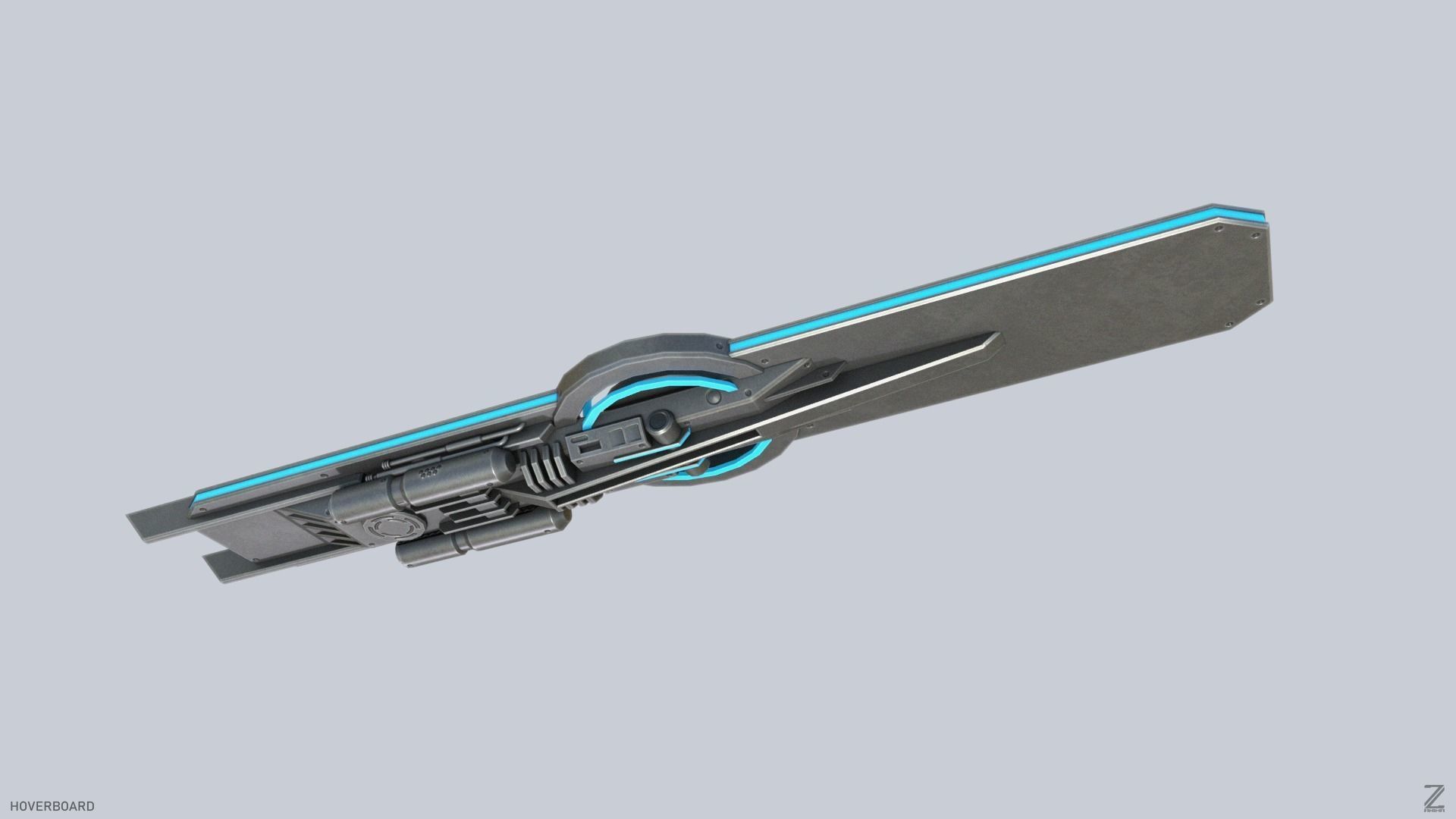 Hoverboard Low-poly 3D model_1