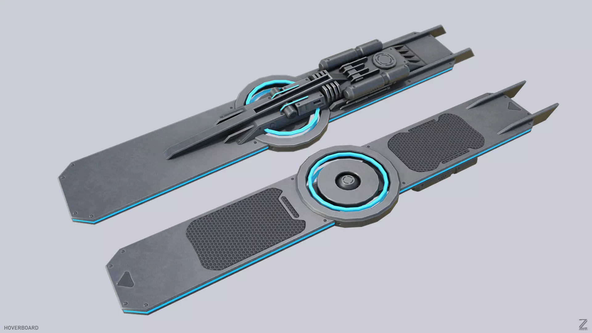 Hoverboard Low-poly 3D model_0