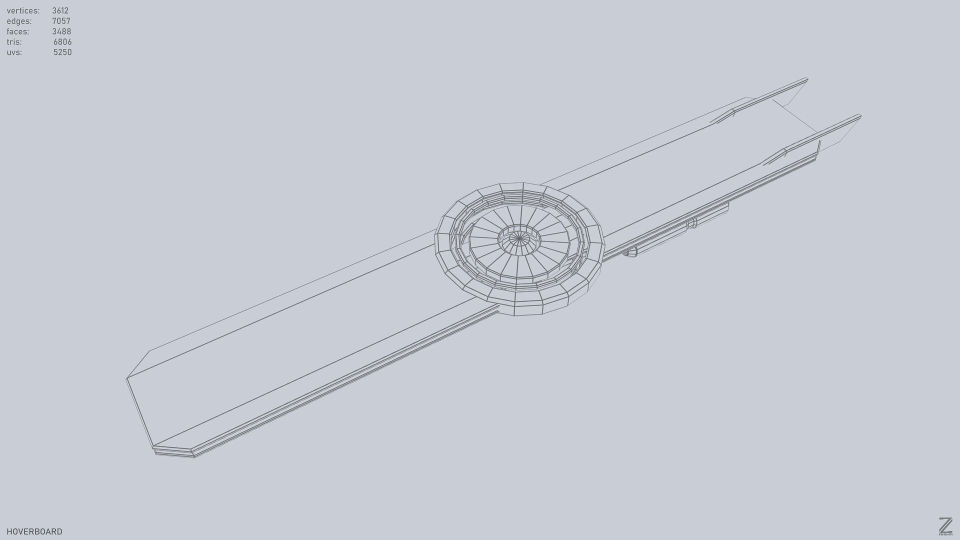 Hoverboard Low-poly 3D model_11