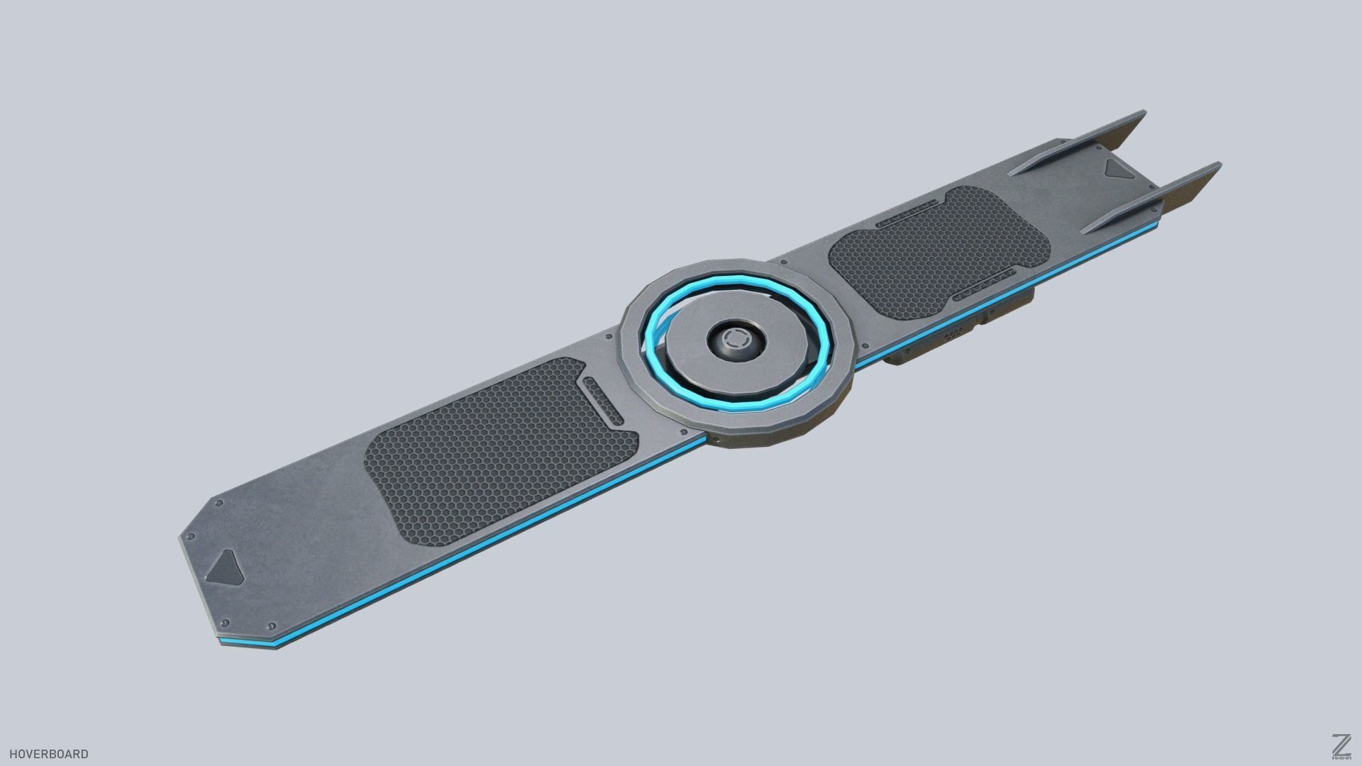 Hoverboard Low-poly 3D model_4