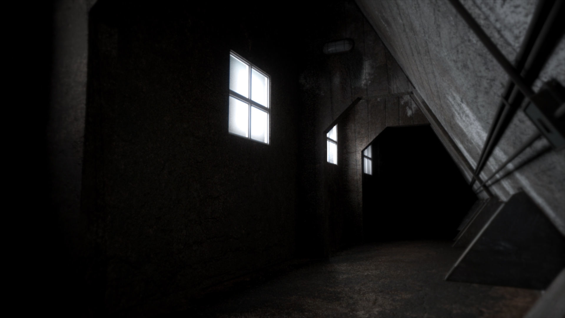 Abandoned Interior Corridor Low-poly 3D model_27