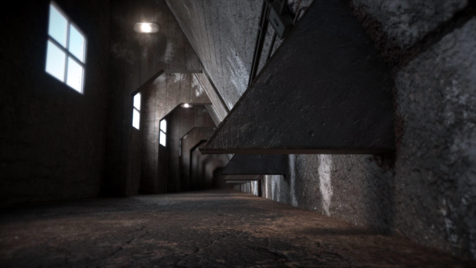 Abandoned Interior Corridor Low-poly 3D model_16