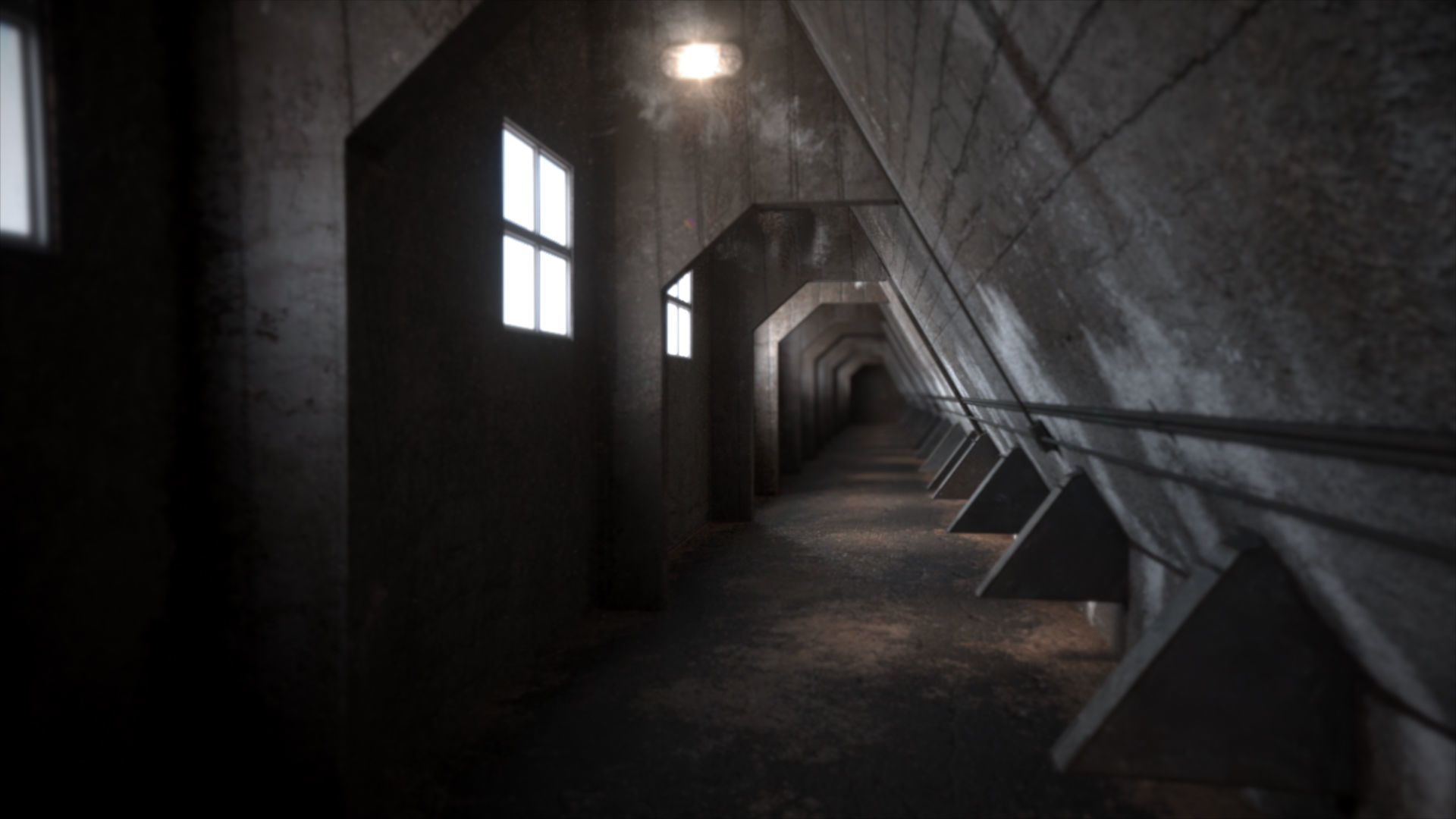 Abandoned Interior Corridor Low-poly 3D model_12