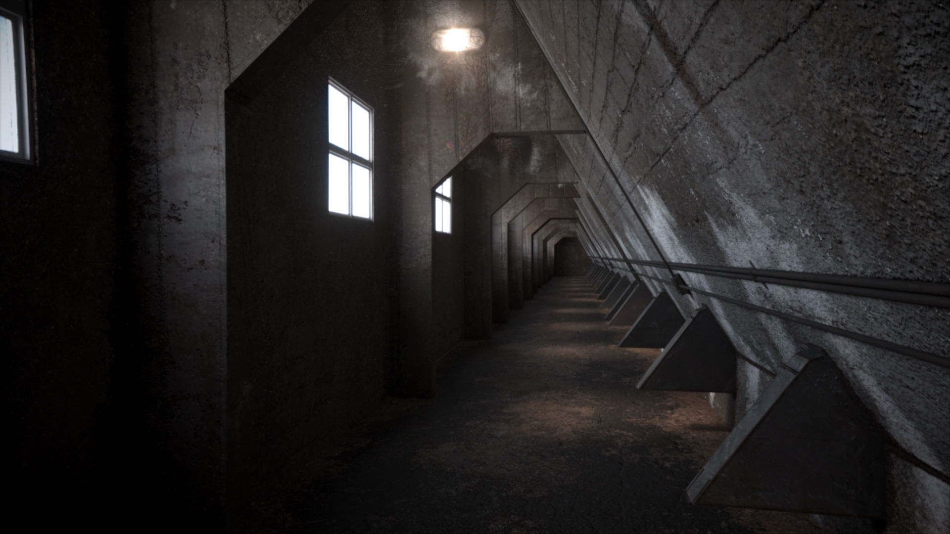 Abandoned Interior Corridor Low-poly 3D model_1