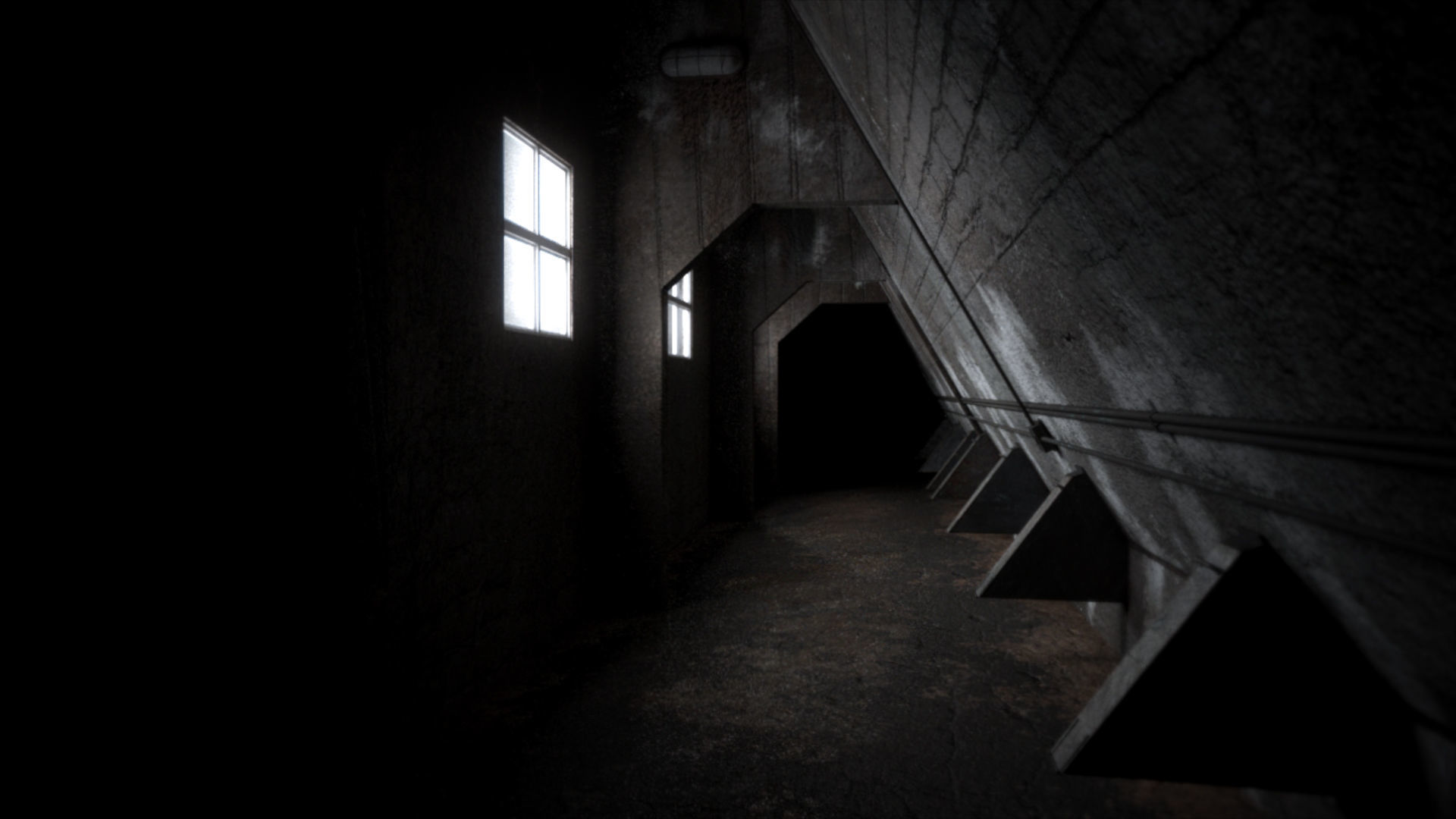 Abandoned Interior Corridor Low-poly 3D model_6