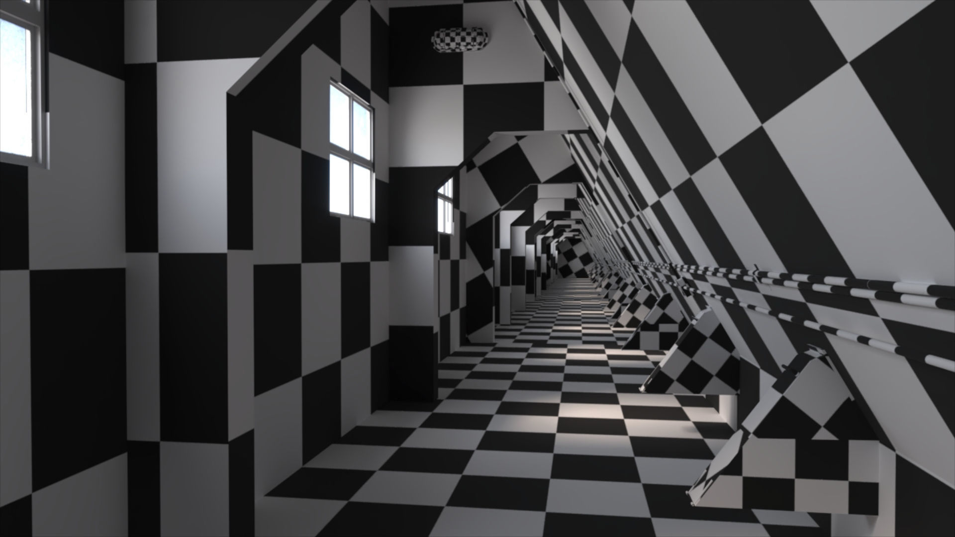 Abandoned Interior Corridor Low-poly 3D model_9