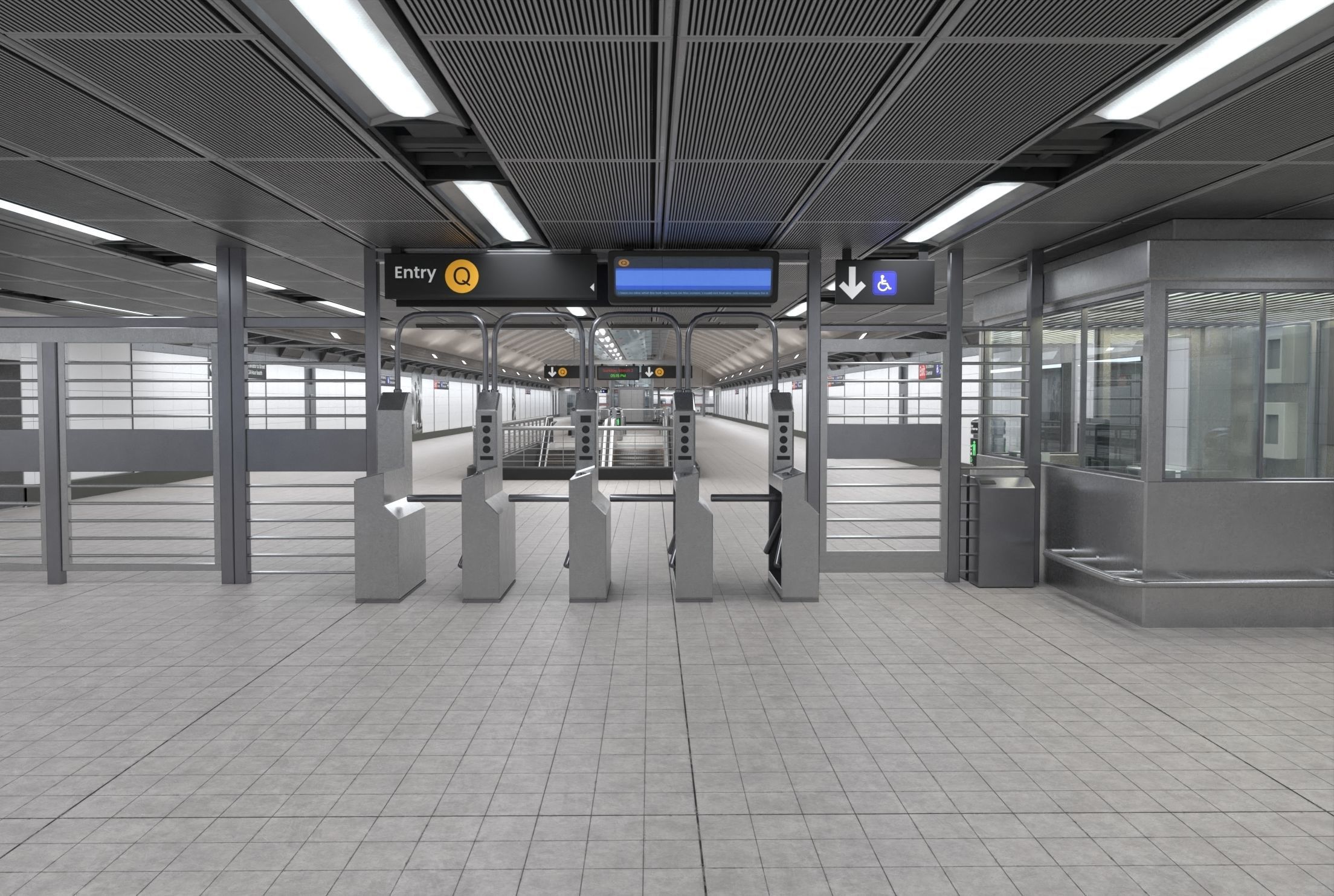 Subway station with car Low-poly 3D model_3