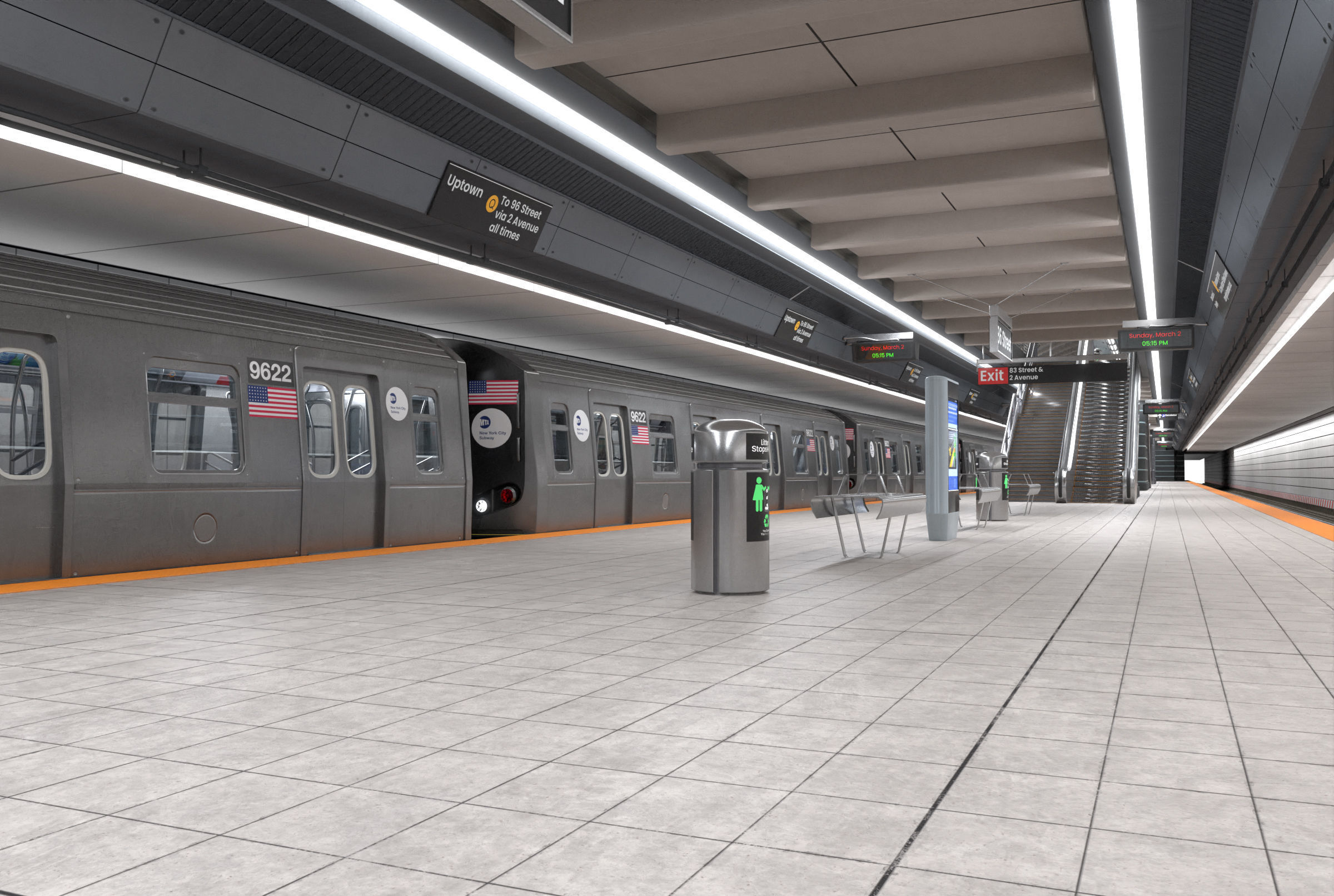 Subway station with car Low-poly 3D model_16