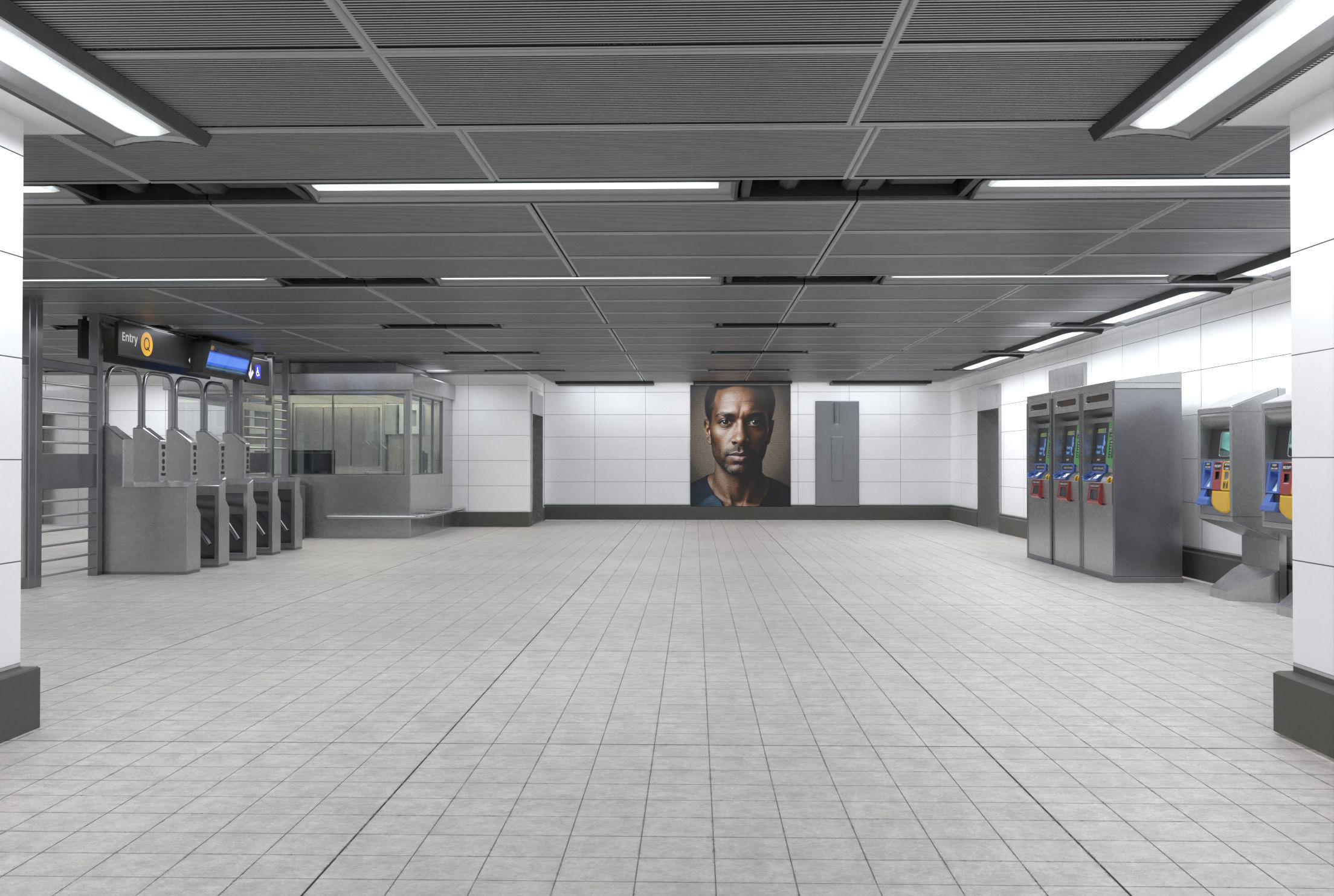 Subway station with car Low-poly 3D model_2