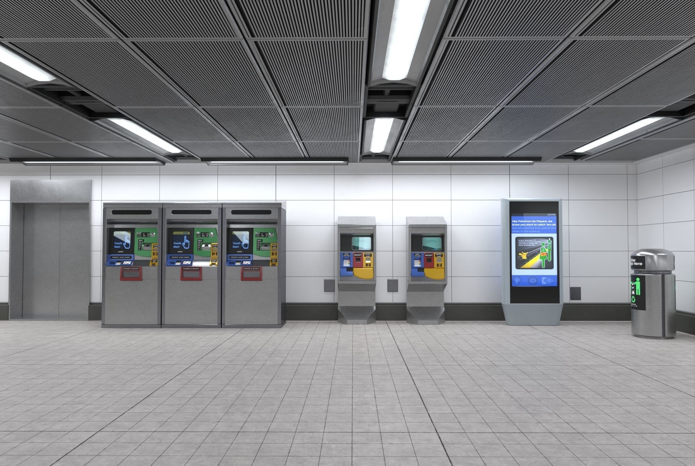 Subway station with car Low-poly 3D model_4