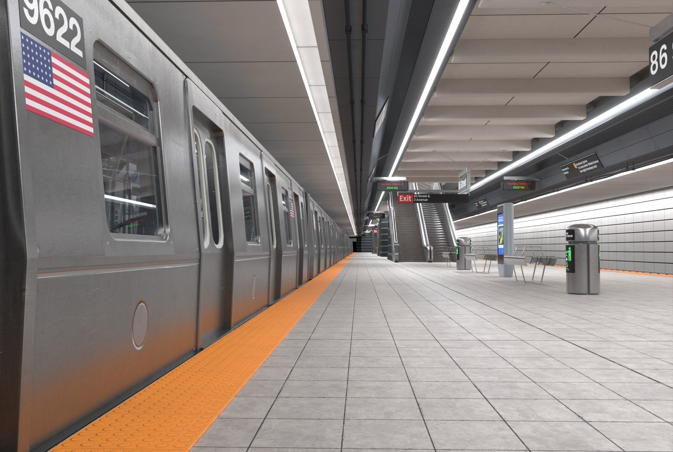 Subway station with car Low-poly 3D model_17