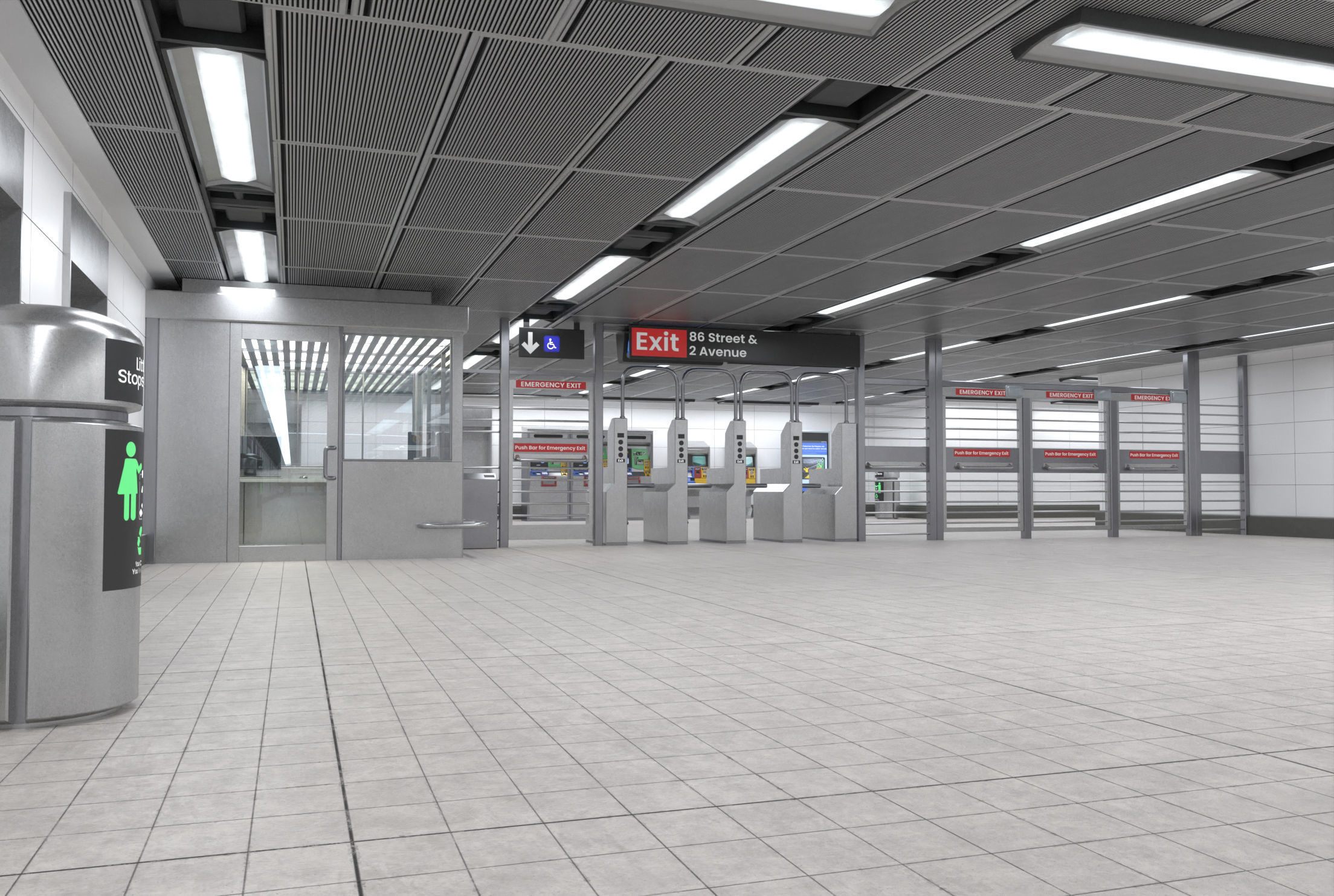 Subway station with car Low-poly 3D model_5