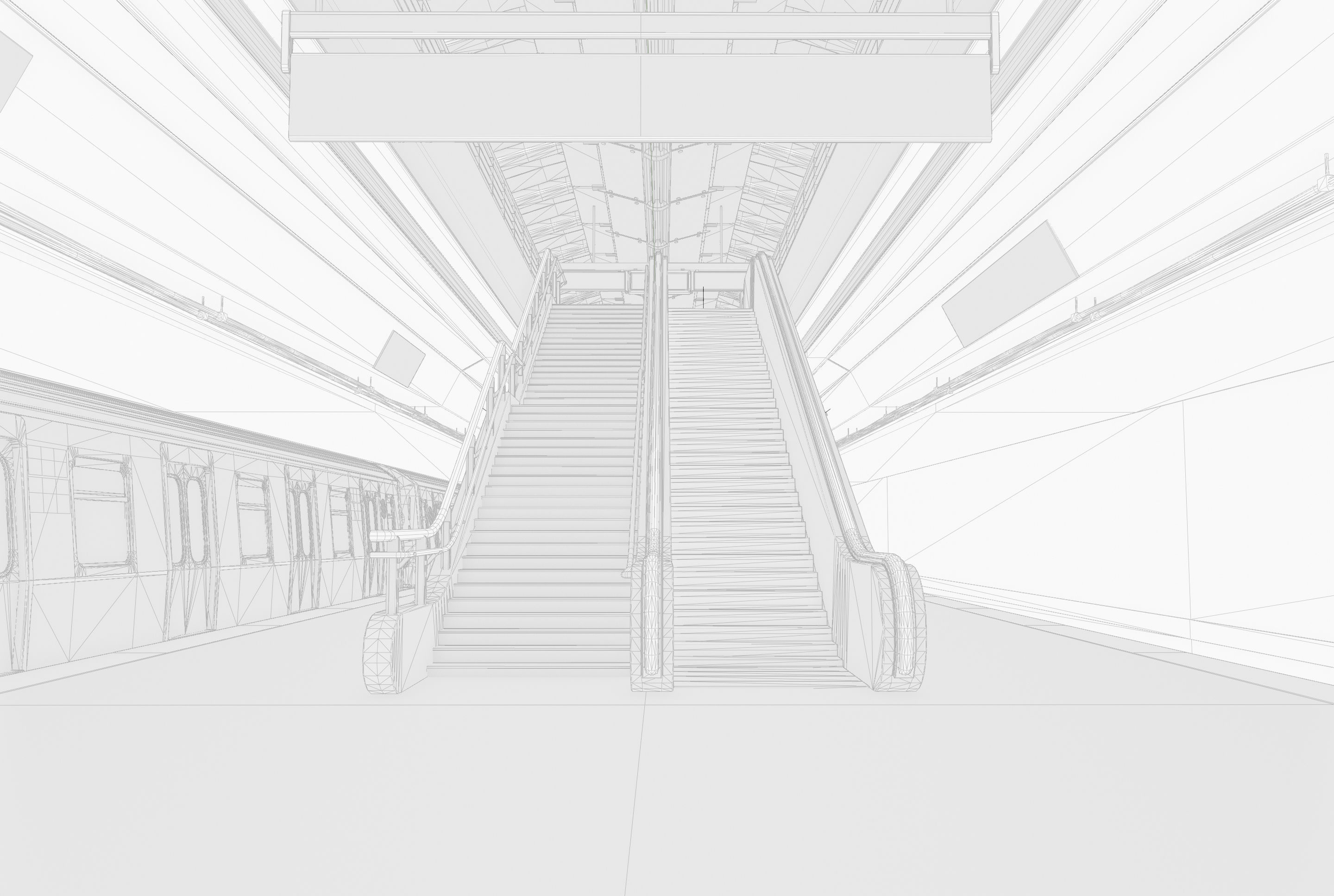 Subway station with car Low-poly 3D model_20