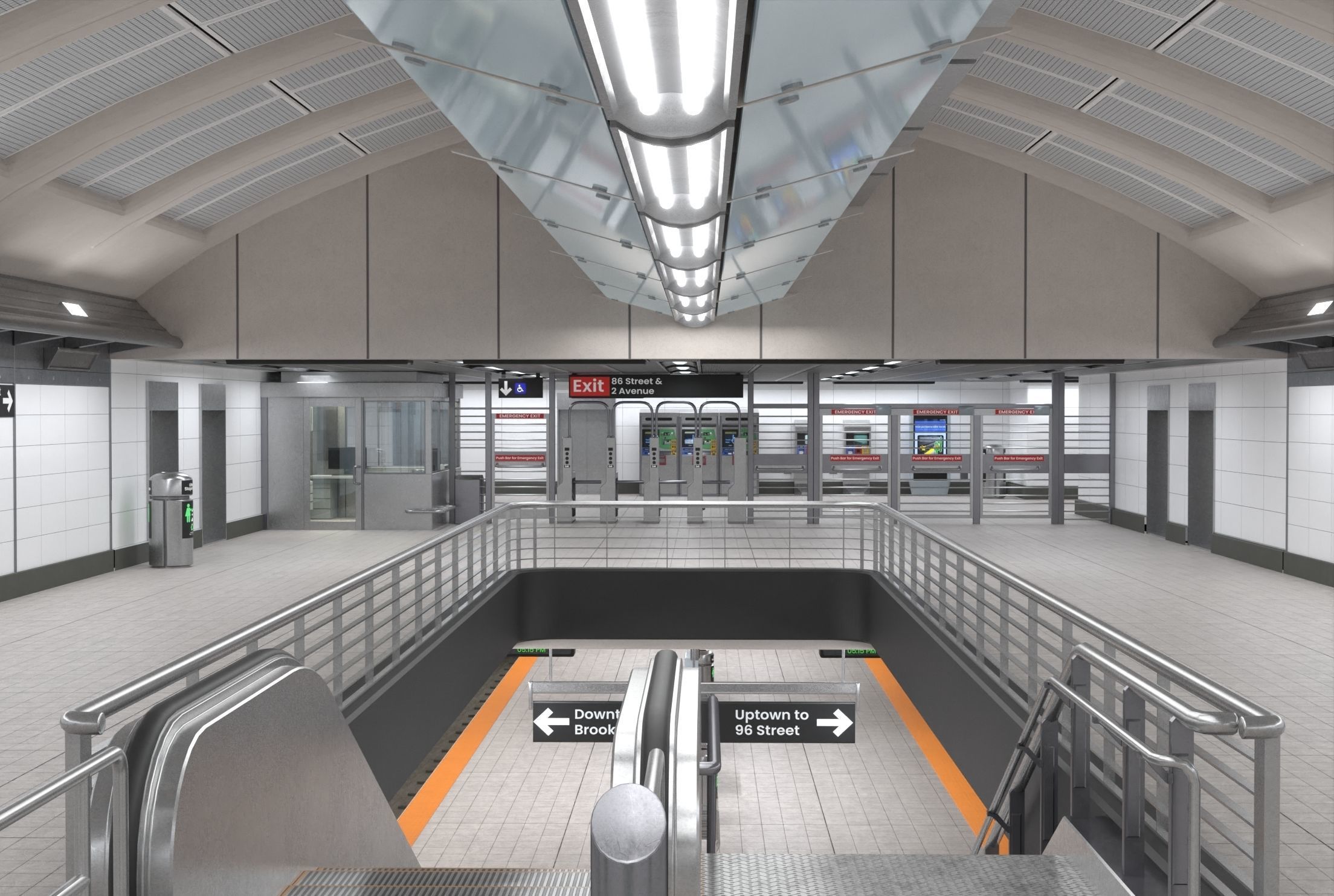 Subway station with car Low-poly 3D model_6