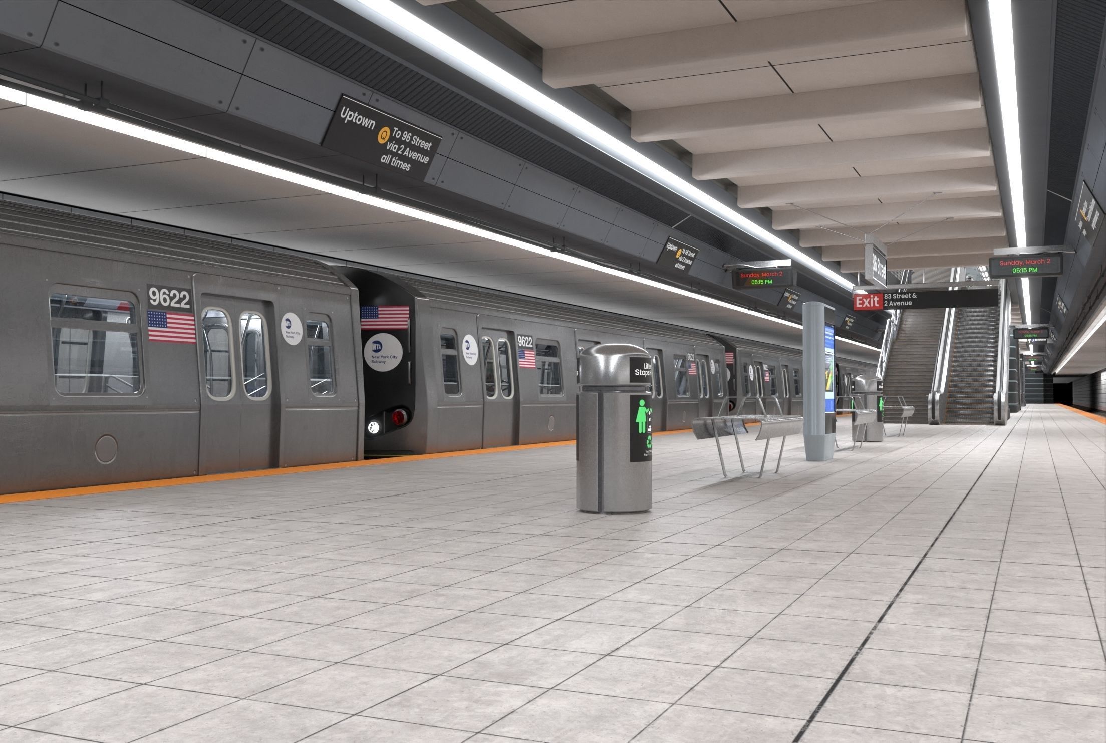 Subway station with car Low-poly 3D model_18