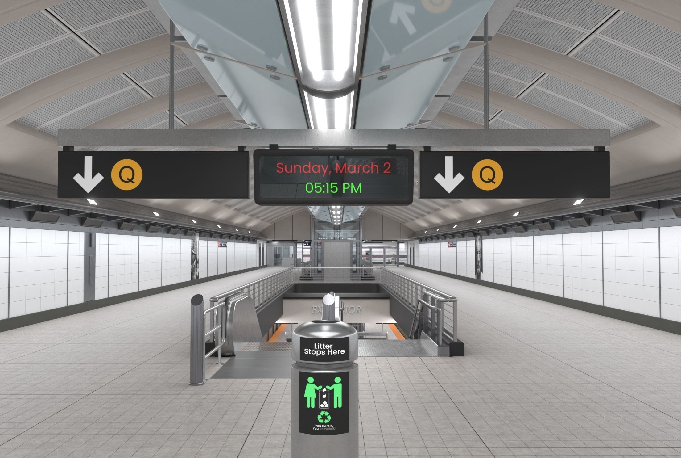 Subway station with car Low-poly 3D model_9