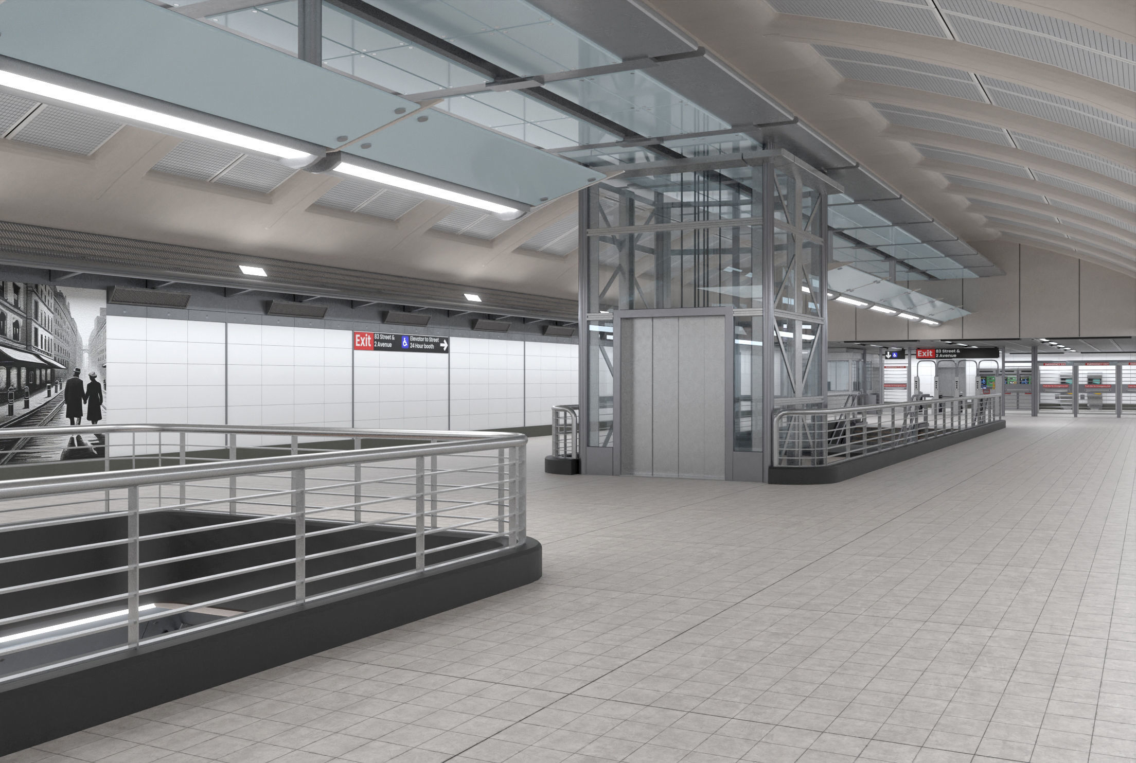 Subway station with car Low-poly 3D model_11