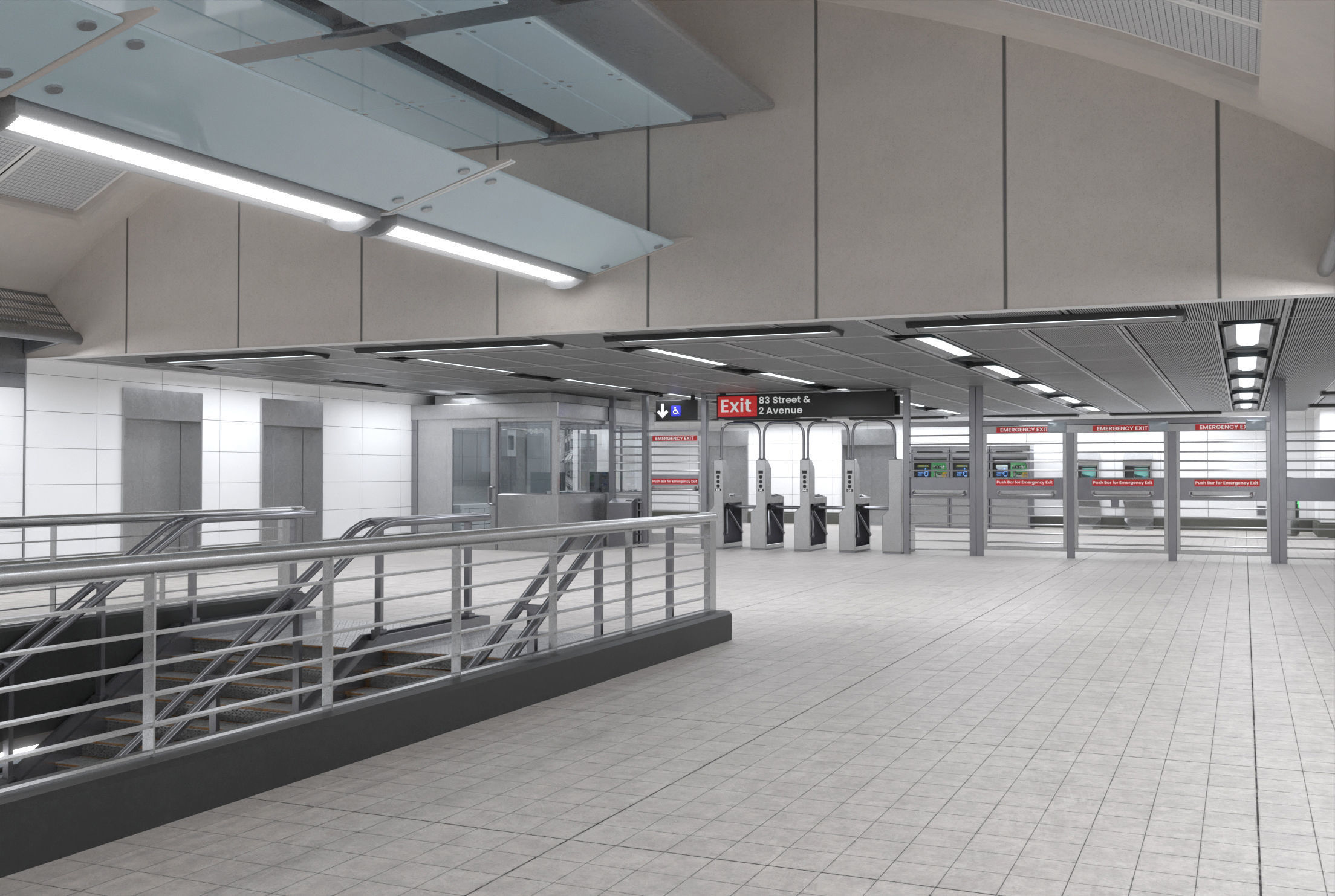 Subway station with car Low-poly 3D model_12