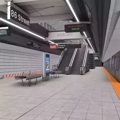 Subway station with car Low-poly 3D model