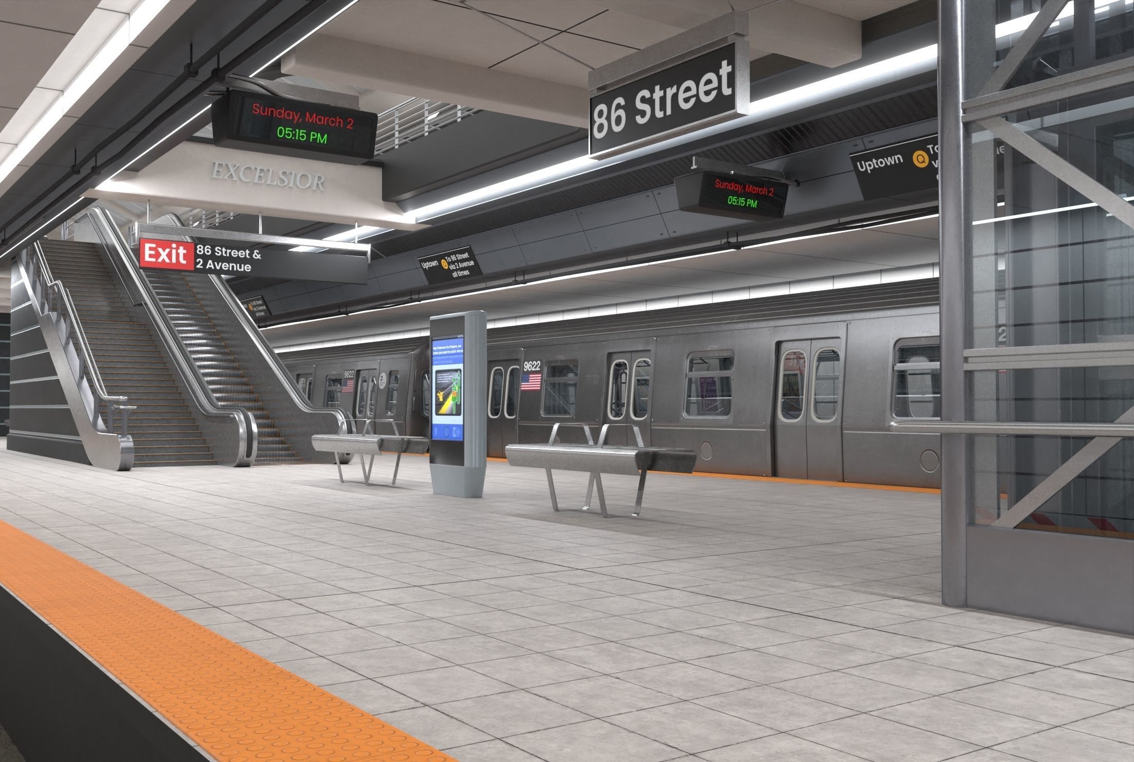 Subway station with car Low-poly 3D model_14