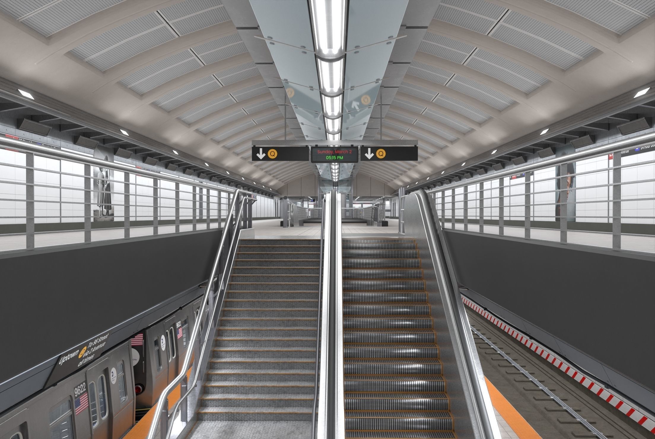 Subway station with car Low-poly 3D model_8