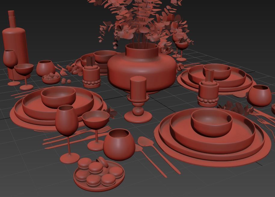 Tableware set 01 3D model_4