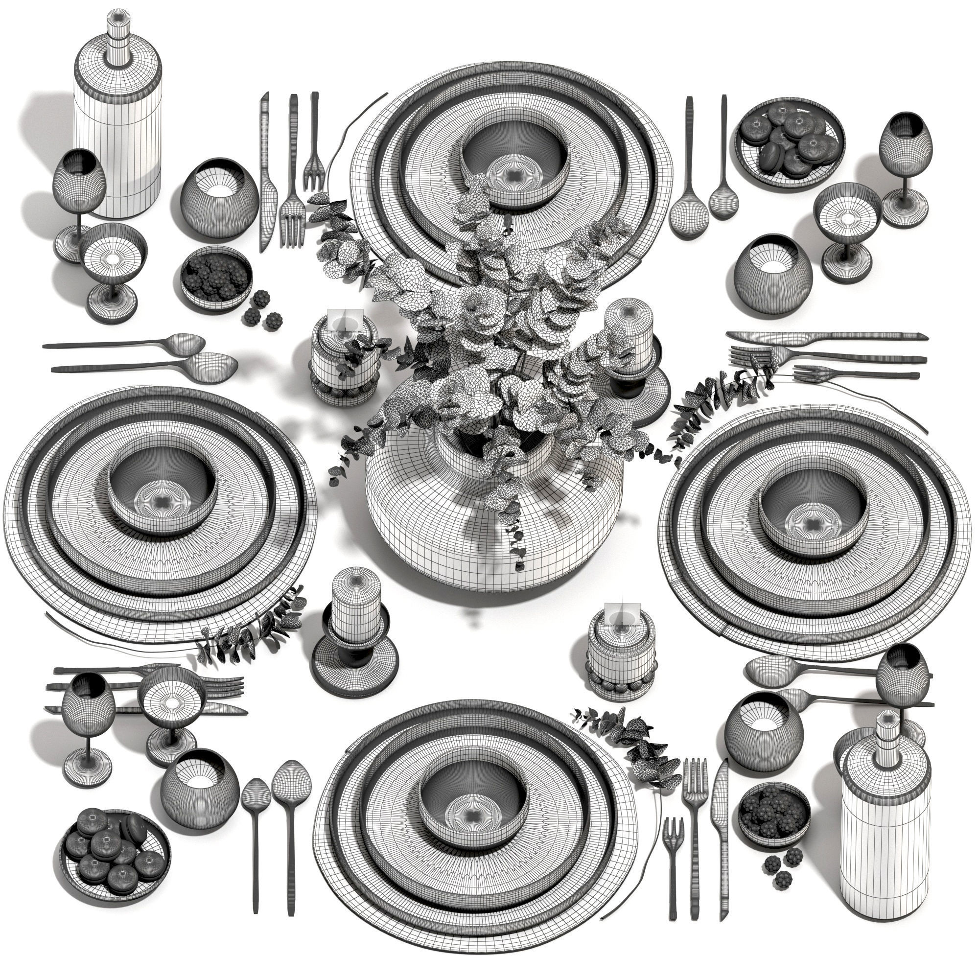 Tableware set 01 3D model_3