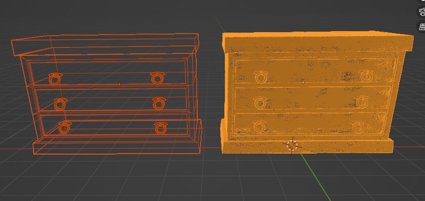 High and lowpoly Wooden Drawer Free low-poly 3D model_1