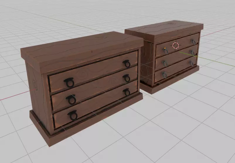 High and lowpoly Wooden Drawer Free low-poly 3D model_0
