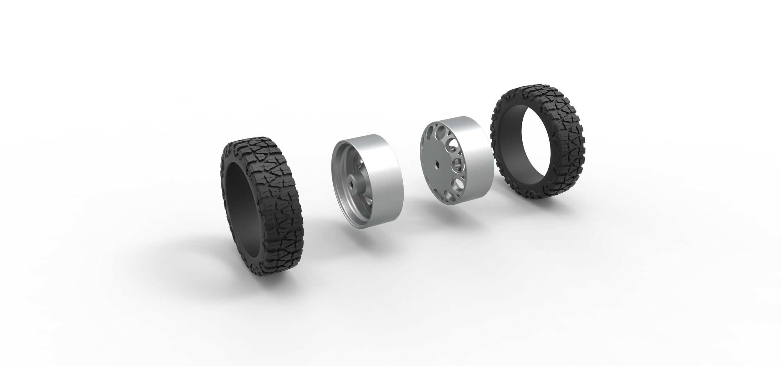 Rear semi wheel for pickup Version 6 Scale 1 to 25 3D print model_9