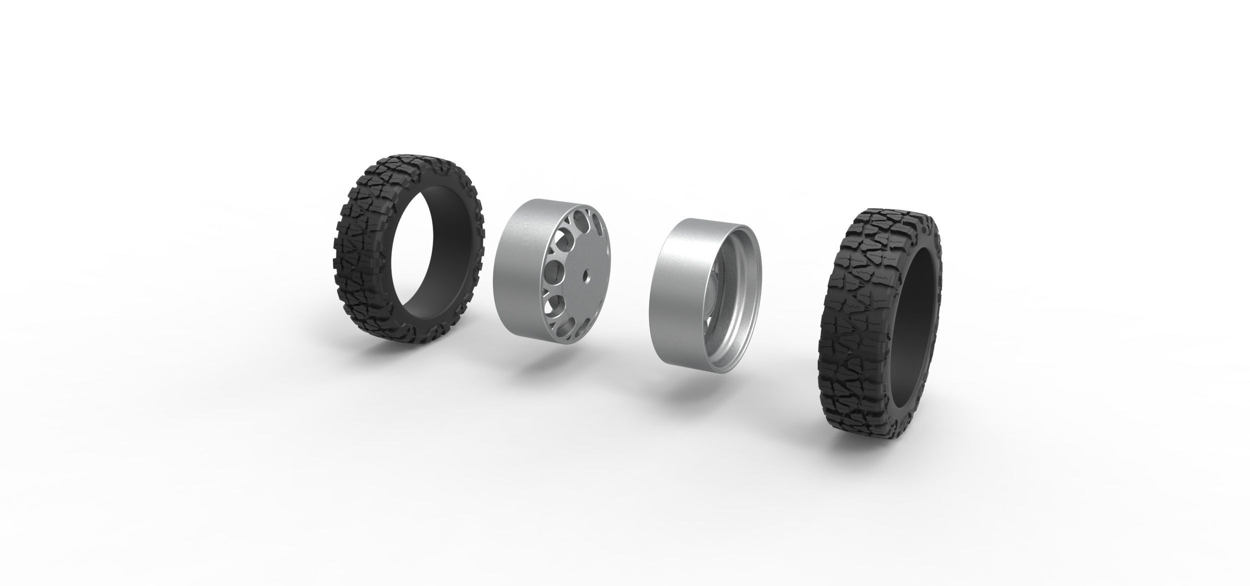 Rear semi wheel for pickup Version 6 Scale 1 to 25 3D print model_8