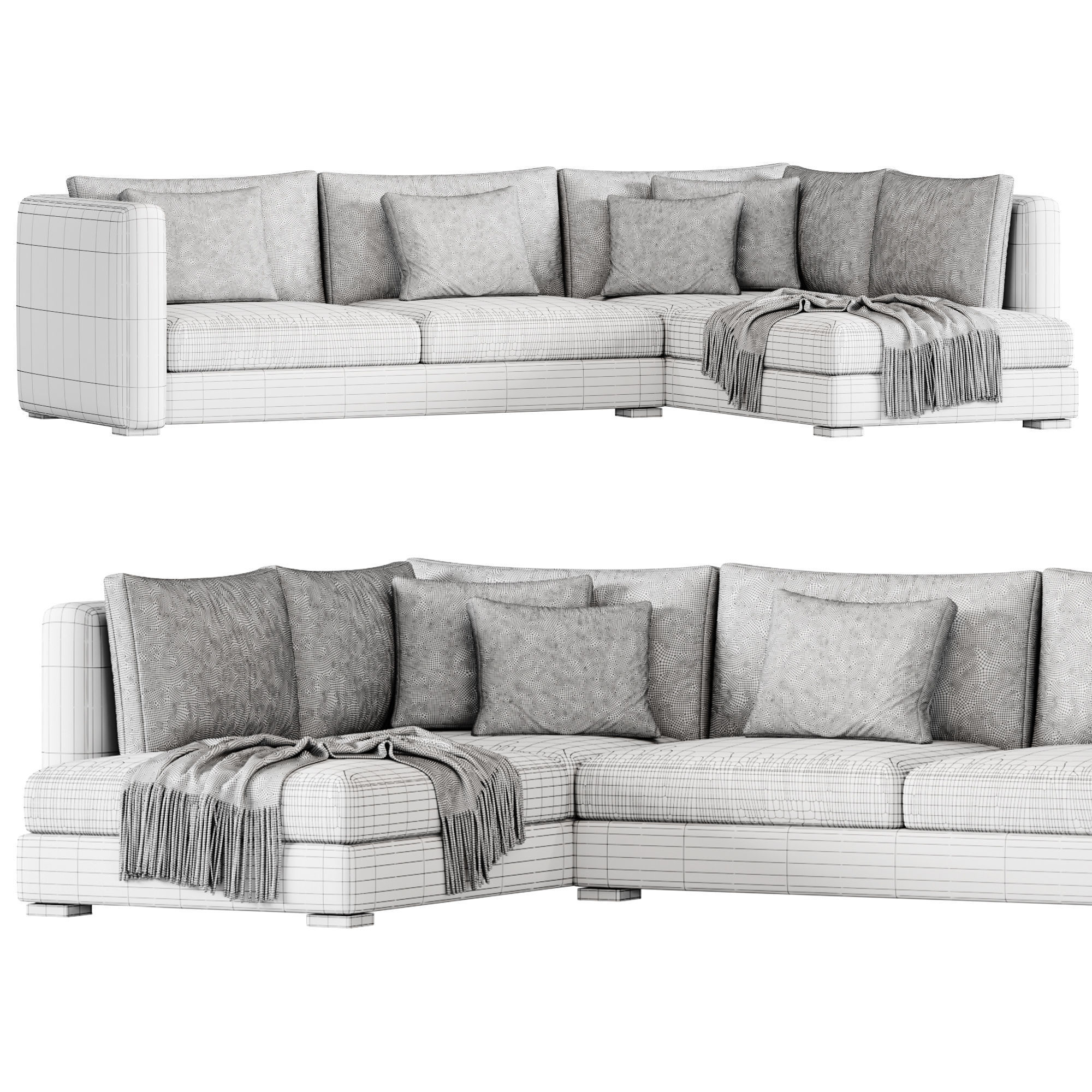 Blake Large Open End Corner Sofa by loomloft 3D model_3