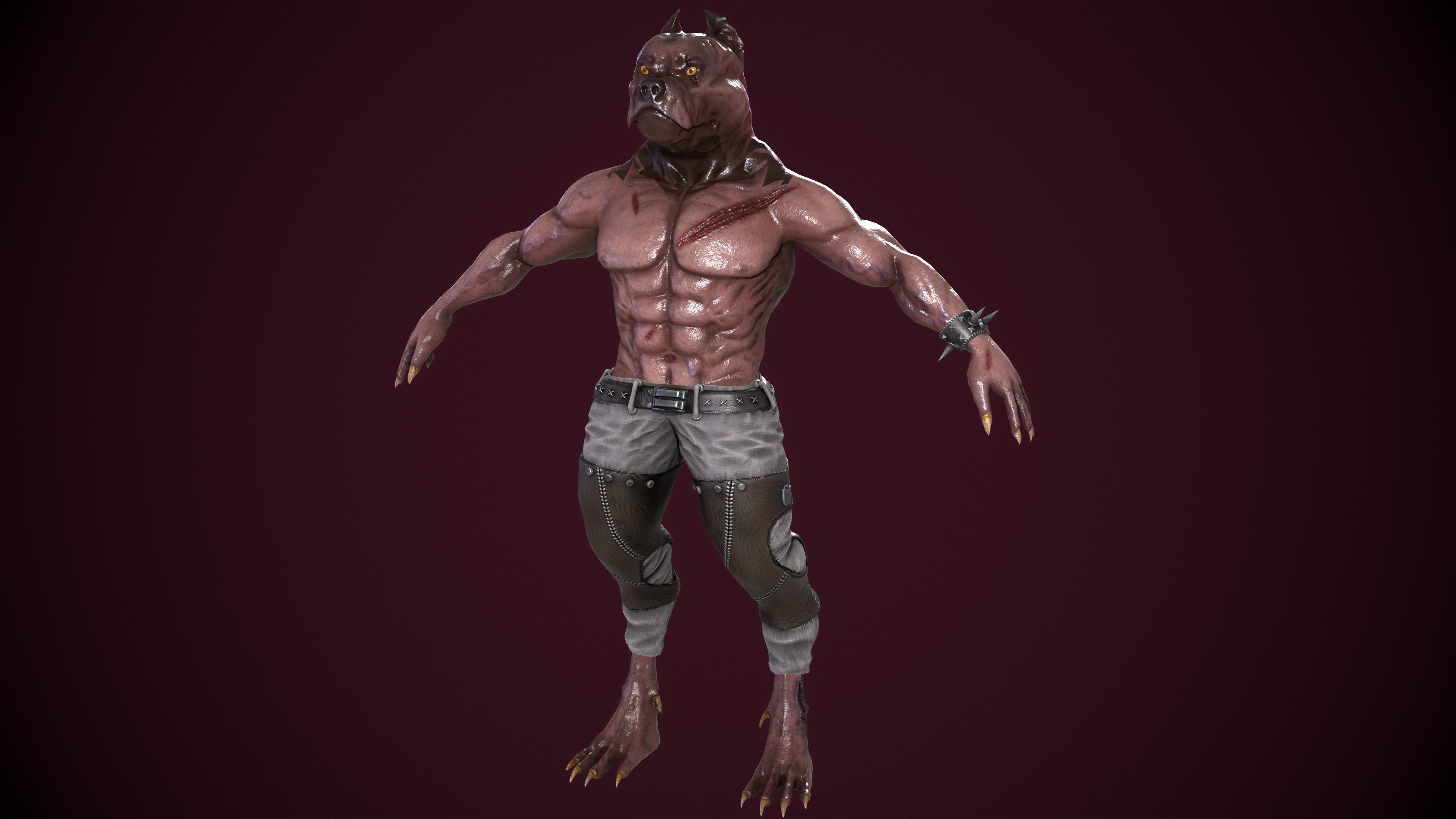 Pitbull Mutant Low-poly 3D model_6