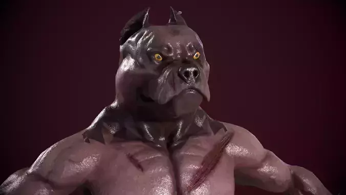 Pitbull Mutant Low-poly 3D model