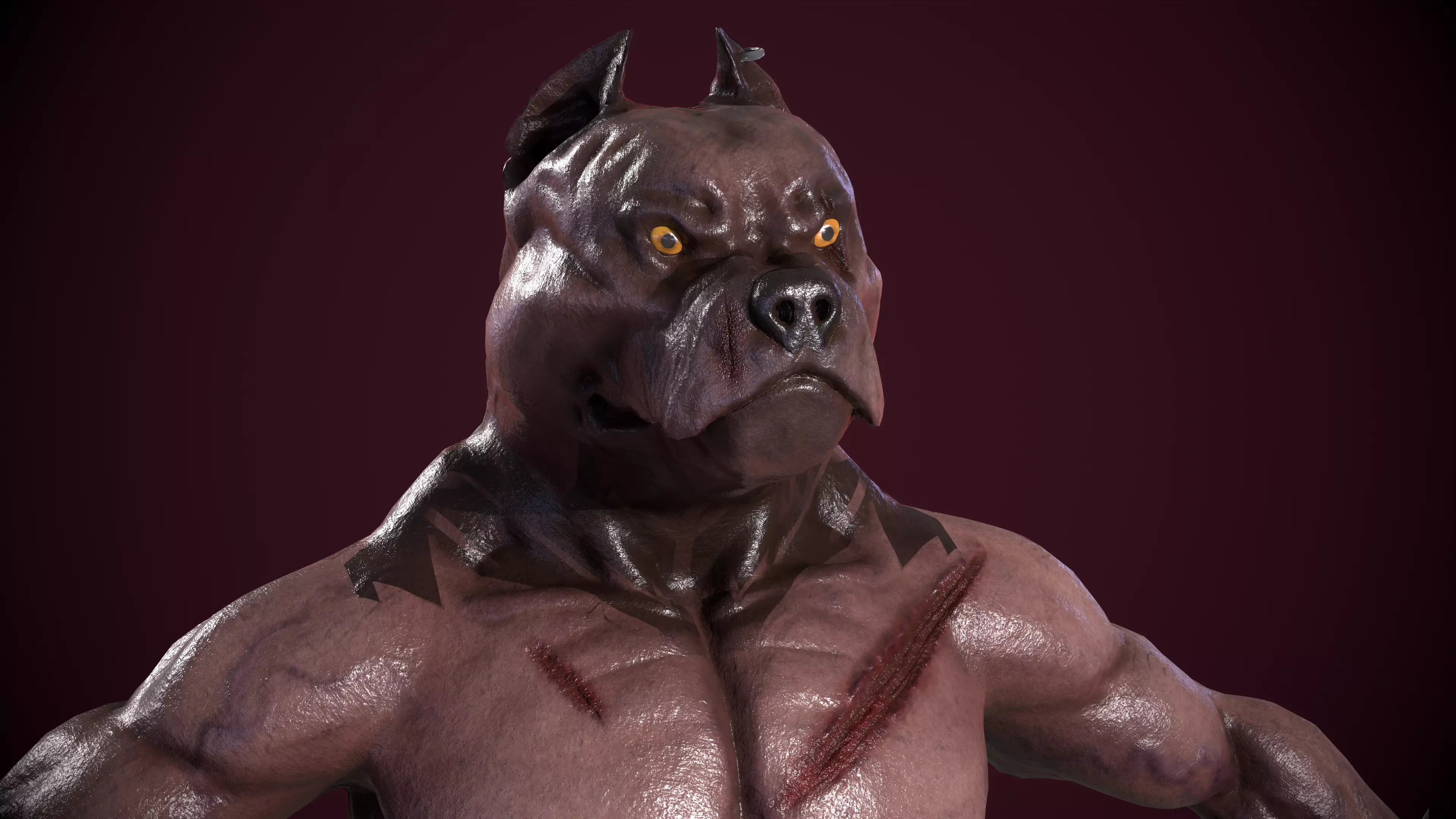 Pitbull Mutant Low-poly 3D model_0