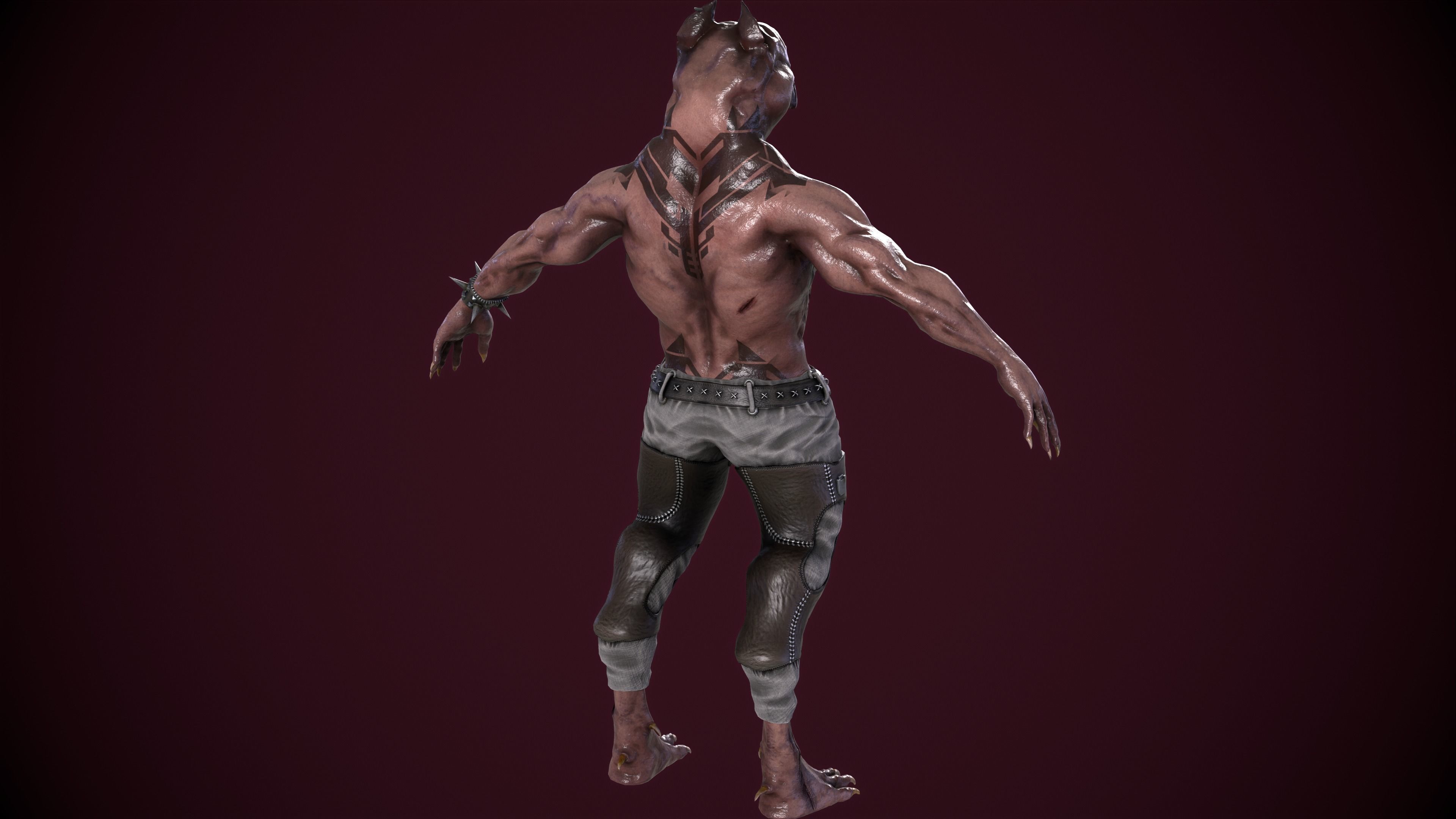 Pitbull Mutant Low-poly 3D model_4
