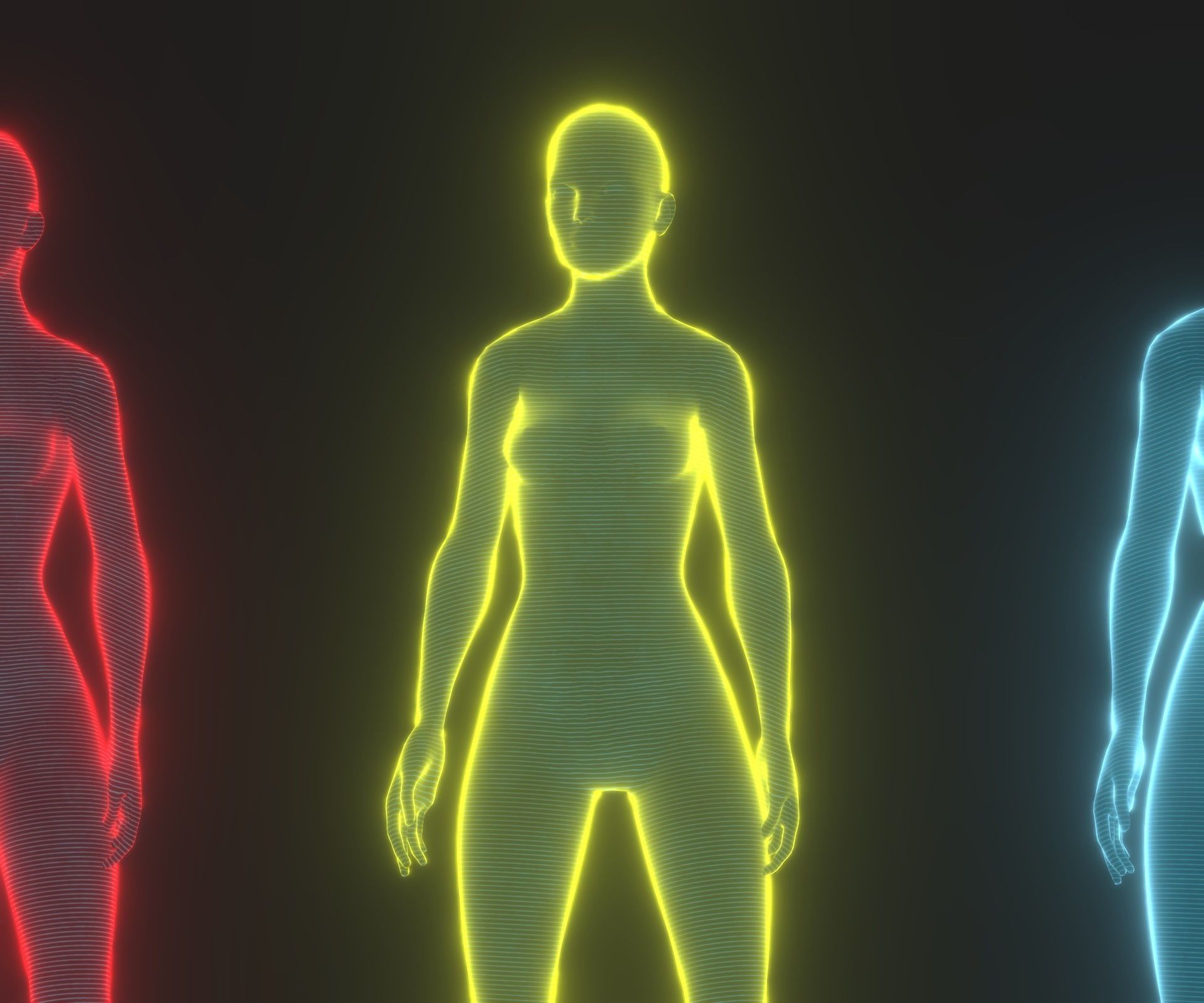 Animated Human Hologram Female 3D Model 28 Animations Low-poly 3D model_8