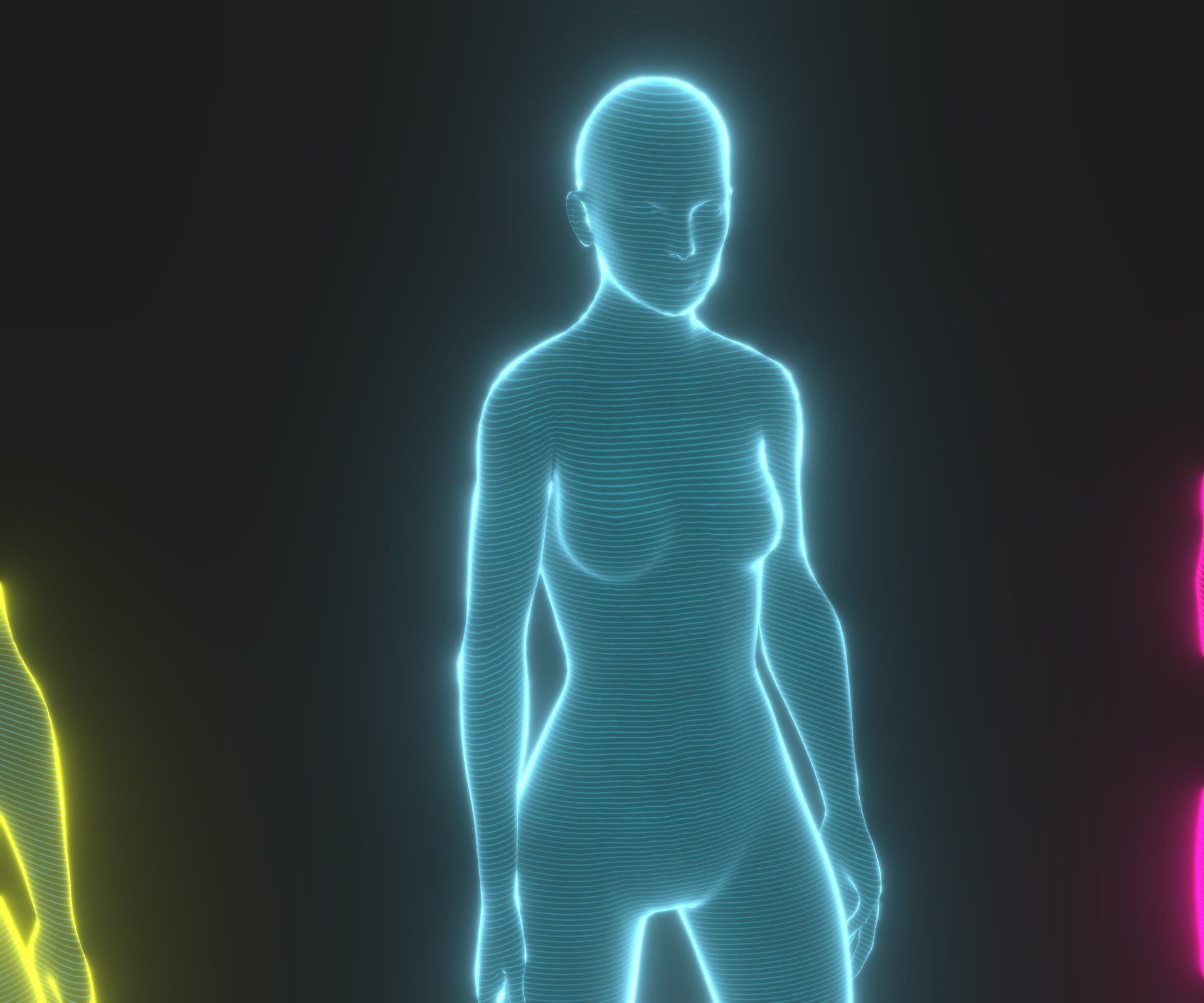 Animated Human Hologram Female 3D Model 28 Animations Low-poly 3D model_5