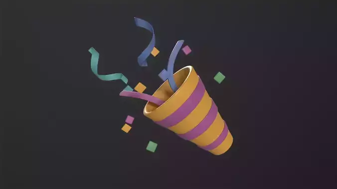 Party Popper 3D Model Low-poly 3D model