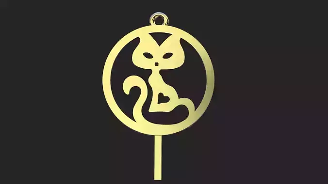 Gold cat pendant 3D print model