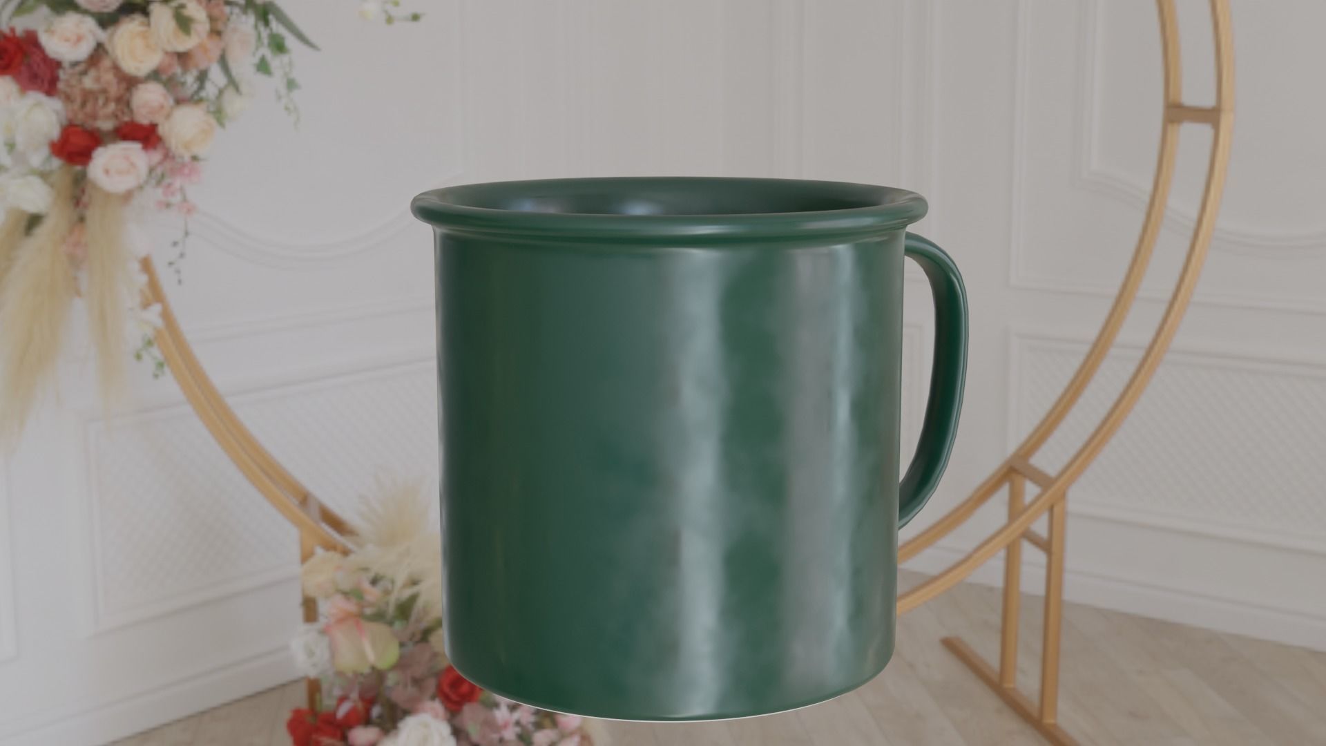 Sleek and Stylish Ceramic Green Coffee Cup 3D model_4