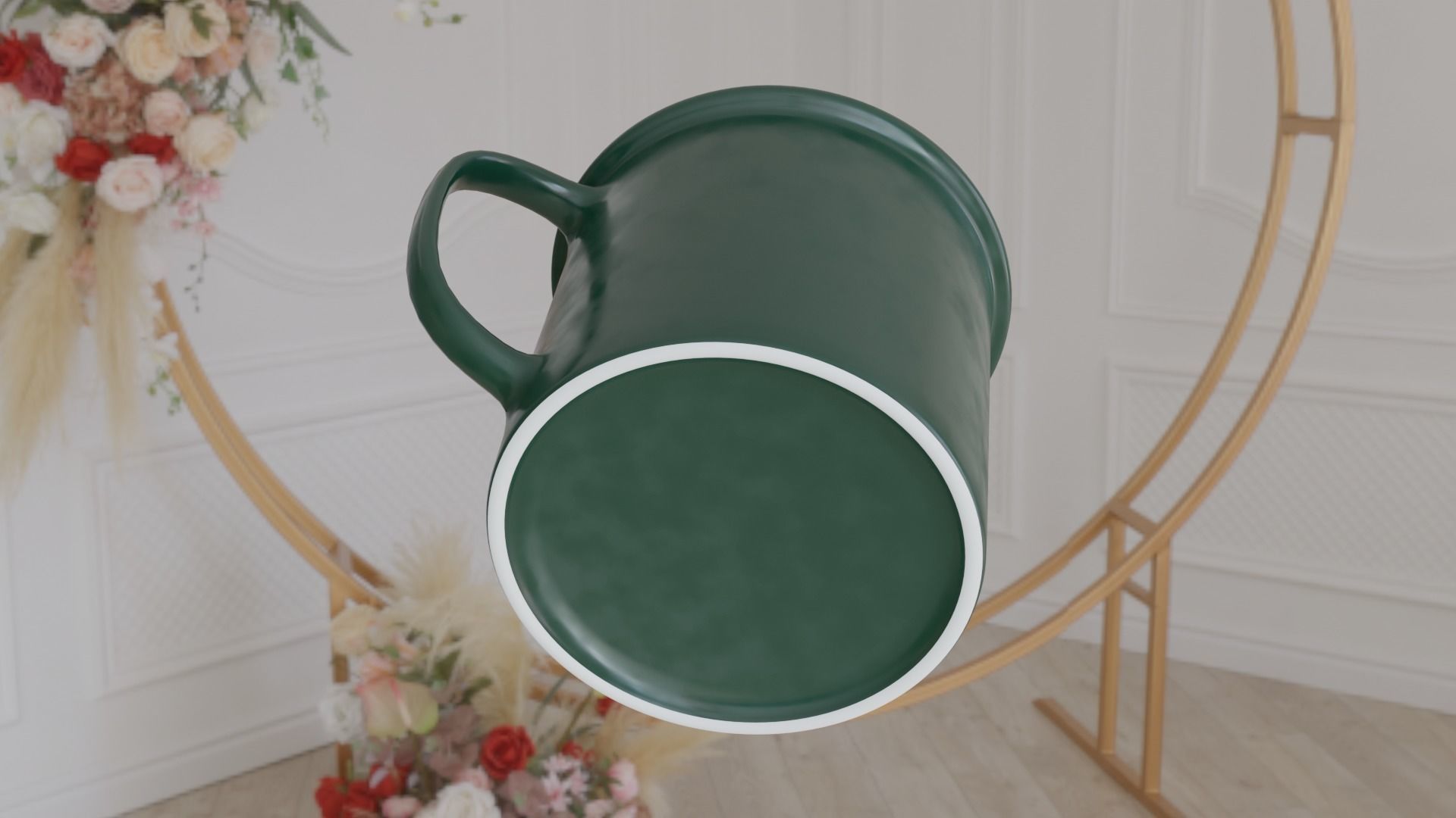 Sleek and Stylish Ceramic Green Coffee Cup 3D model_2