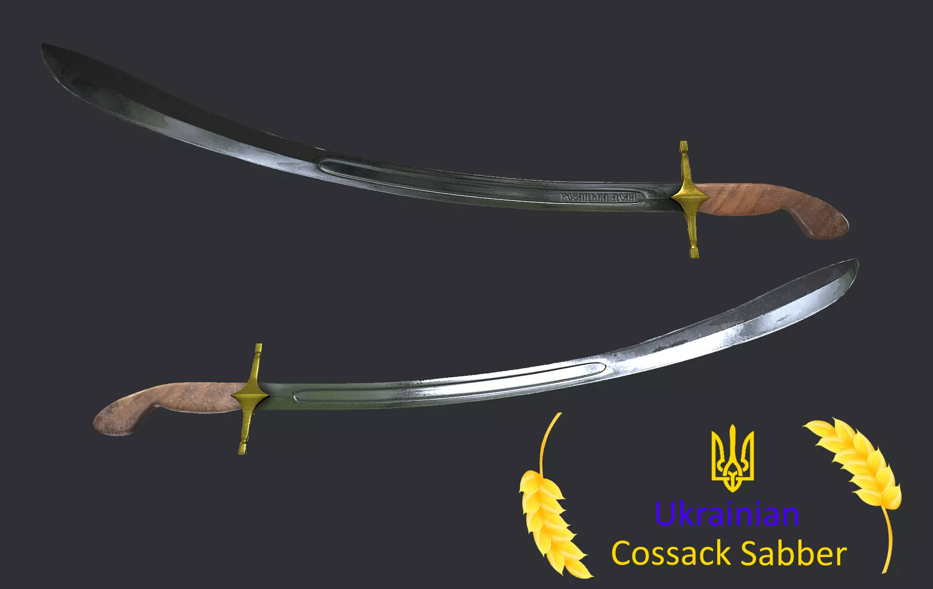 Ukrainian Cossack Saber Low-poly 3D model_0