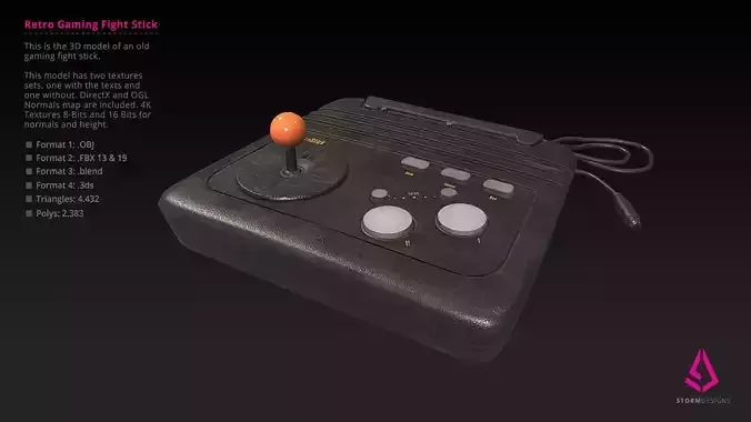 Retro Gaming Arcade Fight Stick PBR Low Poly Low-poly 3D model Retro Gaming Arcade Fight Stick PBR Low Poly Low-poly 3D model